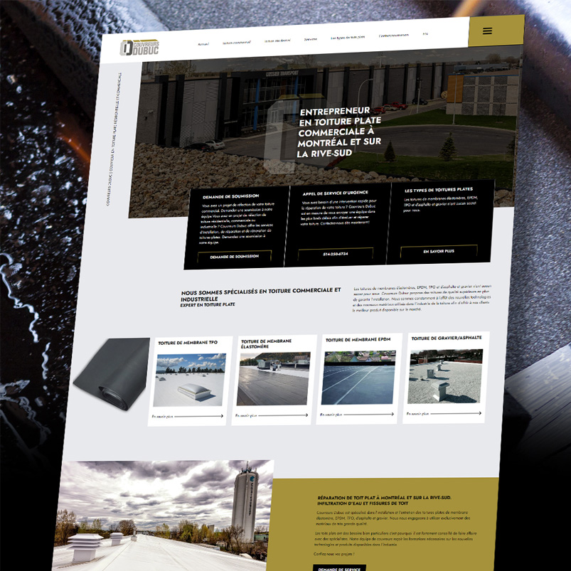 Réalisation du site web de Couvreur Dubuc